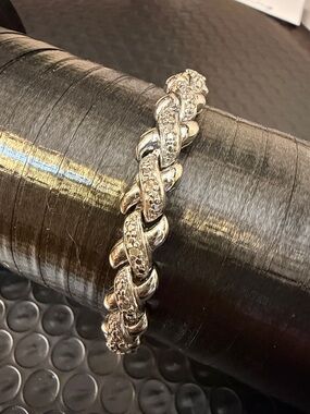 Silver 925 Pave Link Bracelet - Women Jewelry